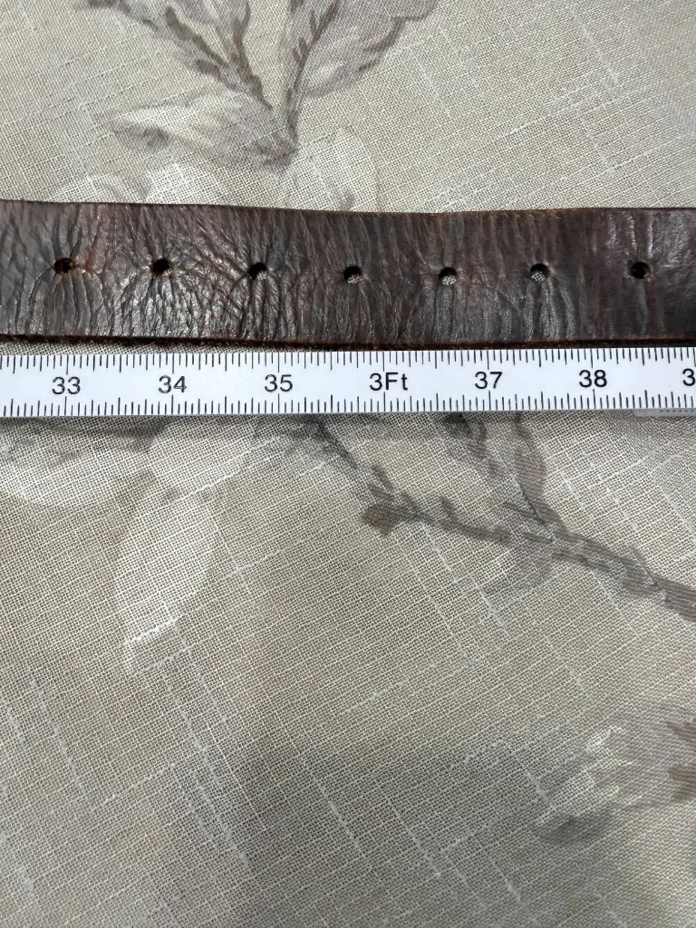 Brown Genuine Leather Floral Cutout Belt Rustic Boho Western Size 33-38”